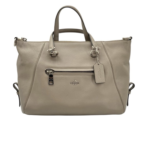 Coach Primrose Fog Gray Pebbled Leather Large Convertible Satchel 37934 - Picture 3 of 16